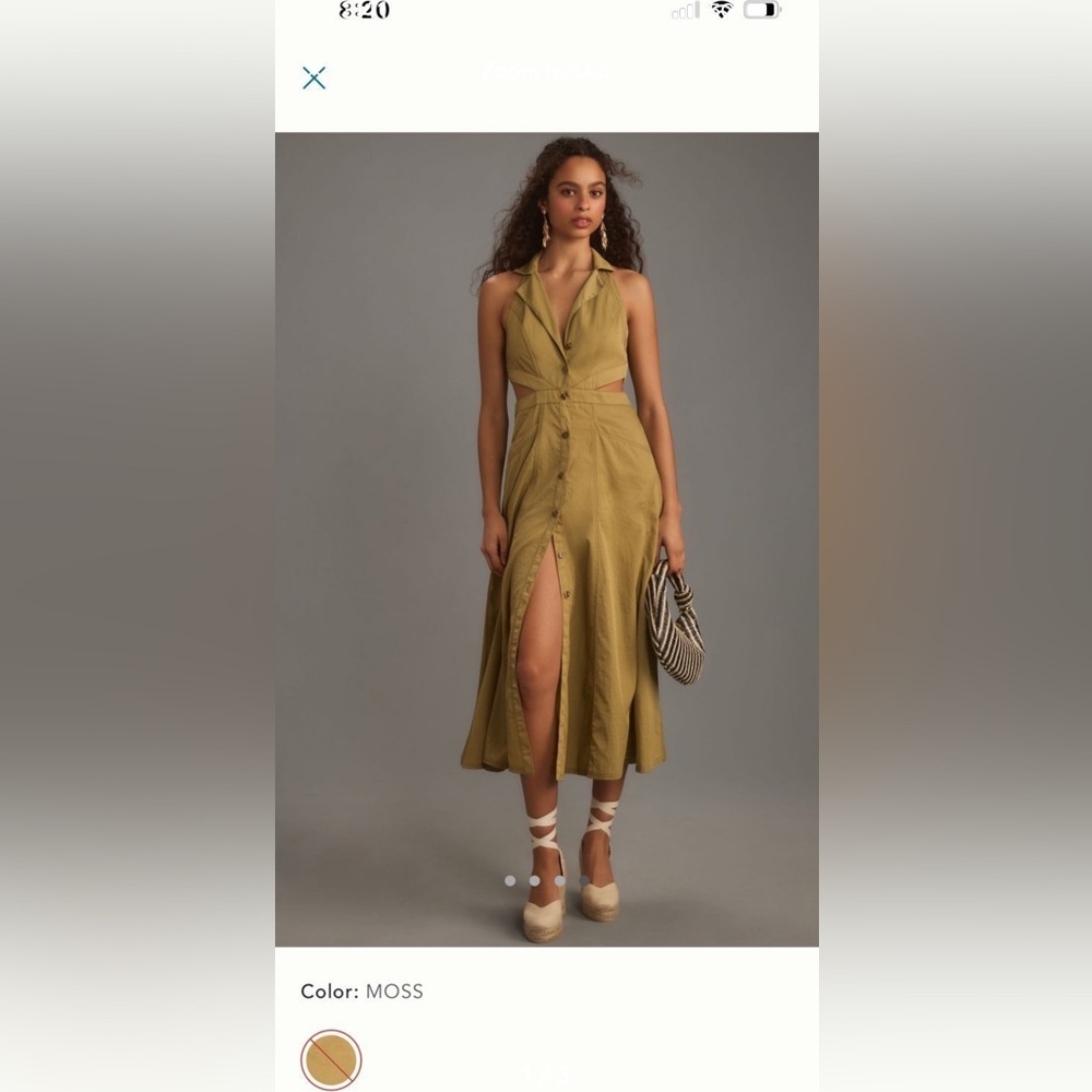 Anthropologie/Pilcro Halter plunge dress- Moss